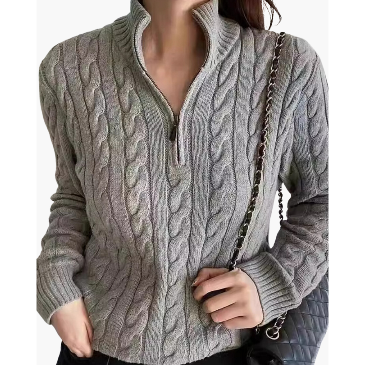 Half Zip Sweater Women High-Quality Cotton Casual Chic 1