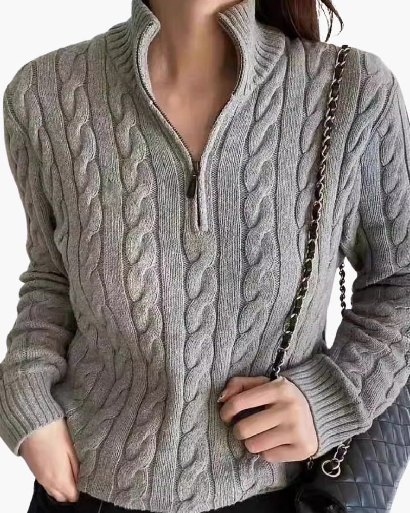 Half Zip Sweater Women High-Quality Cotton Casual Chic 1