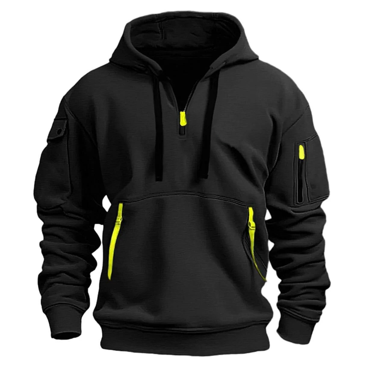 Half Zipper Hoodie Men Modern Style Comfortable Fit Casual Wear 0