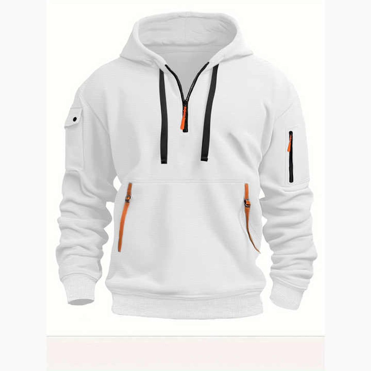 Half Zipper Hoodie Men Modern Style Comfortable Fit Casual Wear 1