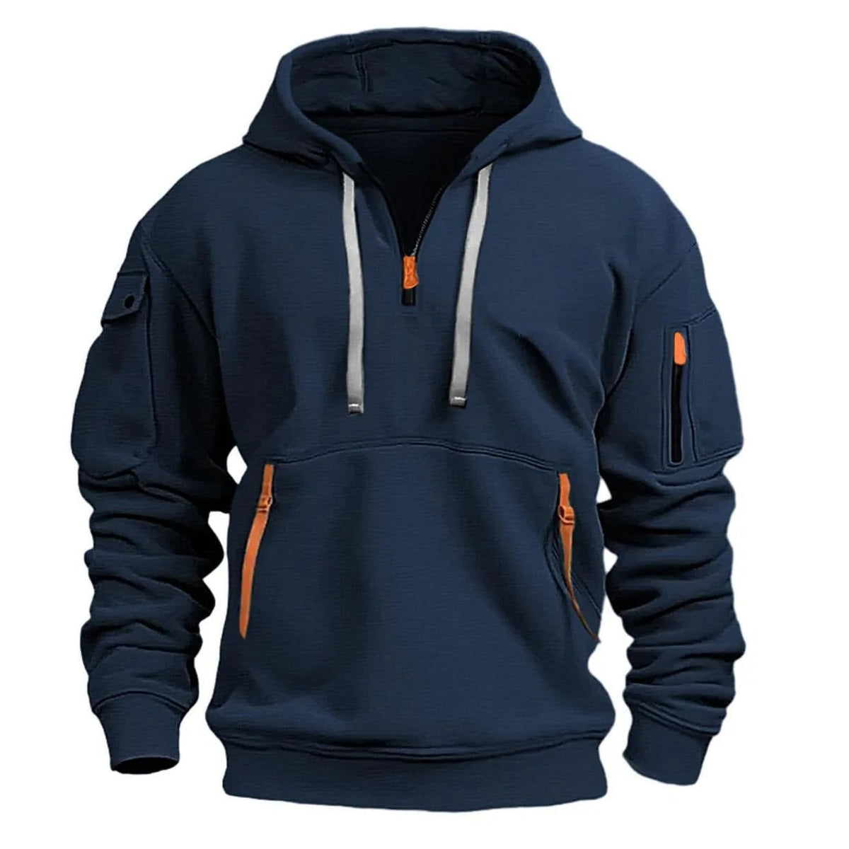 Half Zipper Hoodie Men Modern Style Comfortable Fit Casual Wear 6