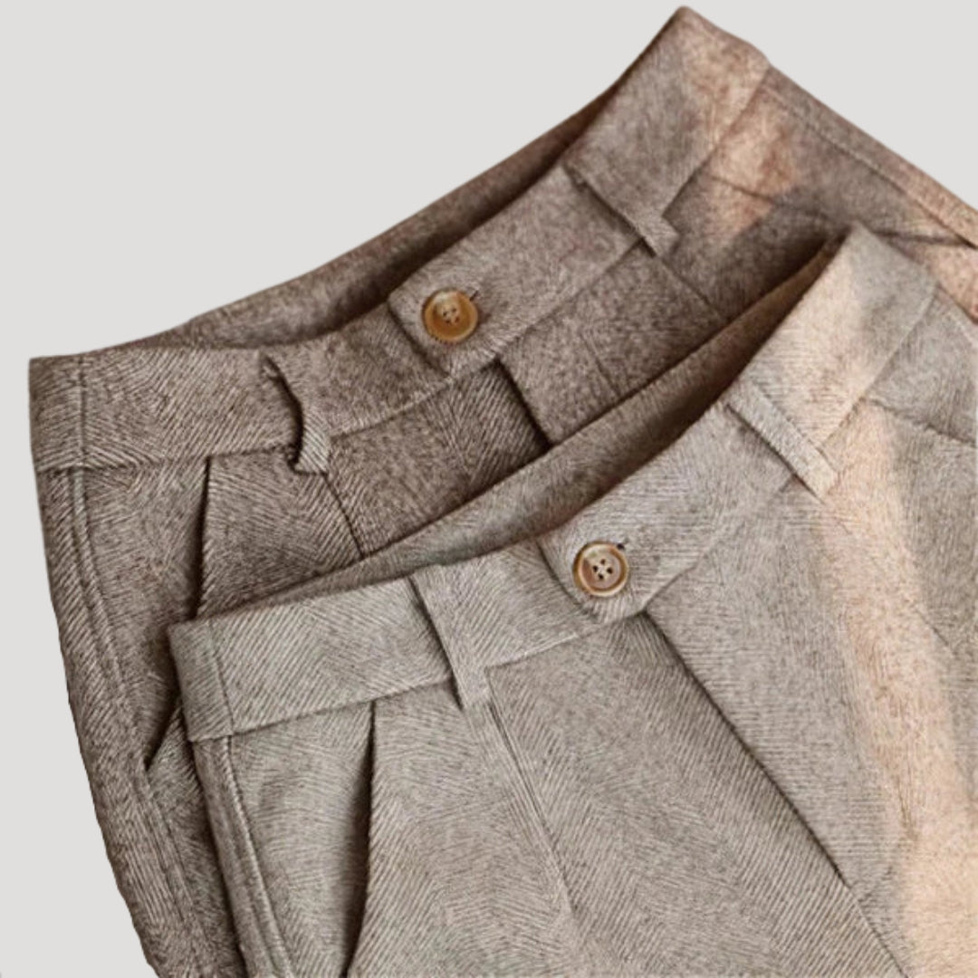 Heritage Herringbone Trousers Men Tailored Fit Smart Casual Elegance 1