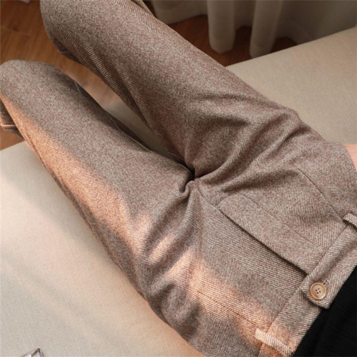 Heritage Herringbone Trousers Men Tailored Fit Smart Casual Elegance 6