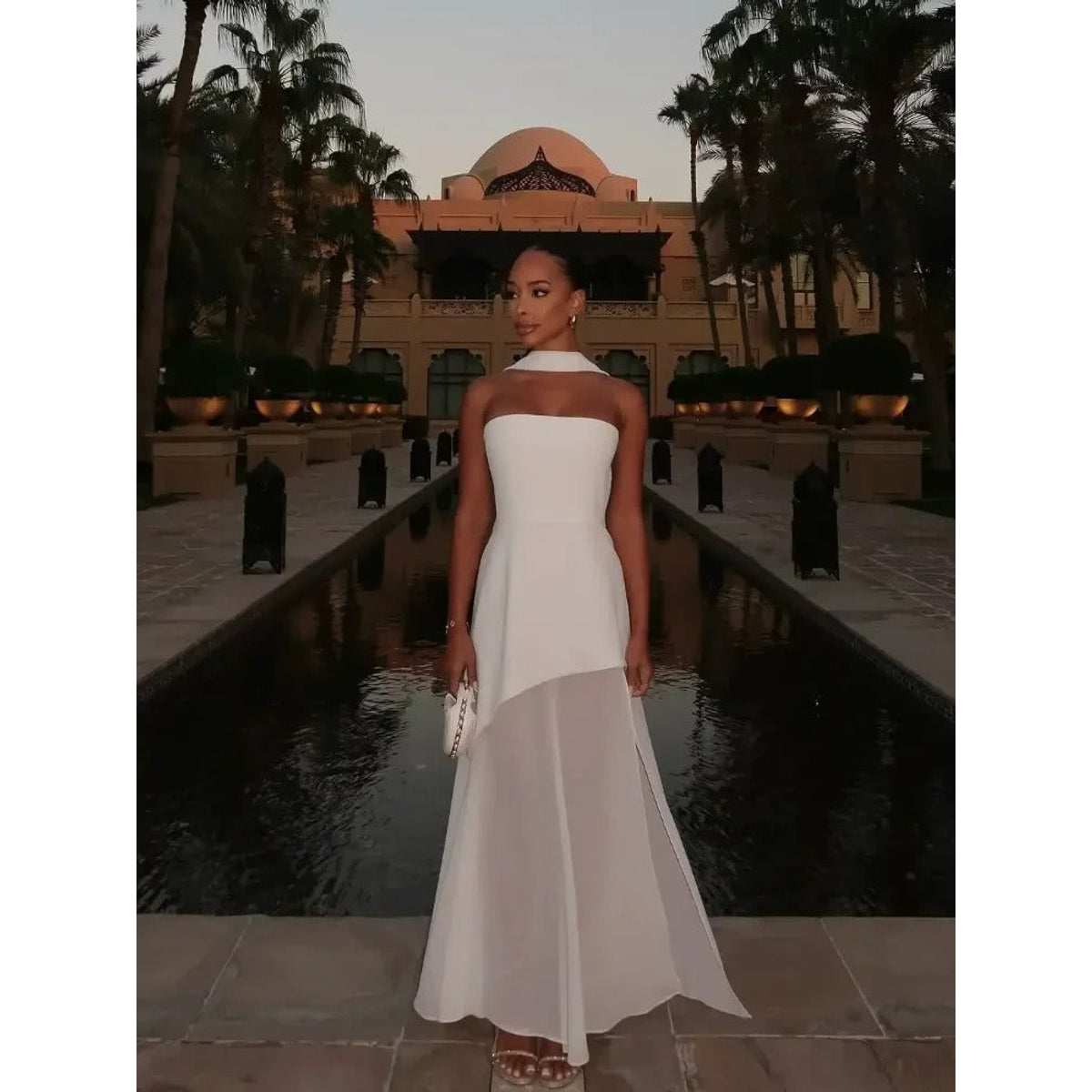 High-Slit Maxi Dress for Women with Sheer Overlay and Elegant Flow 4