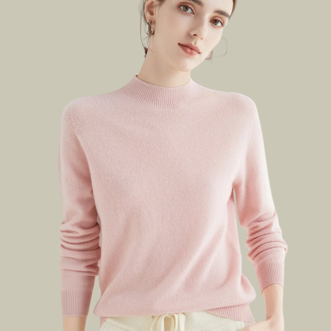 High Neck Slim Fit Merino Wool Sweater Women Elegant Chic Casual 0