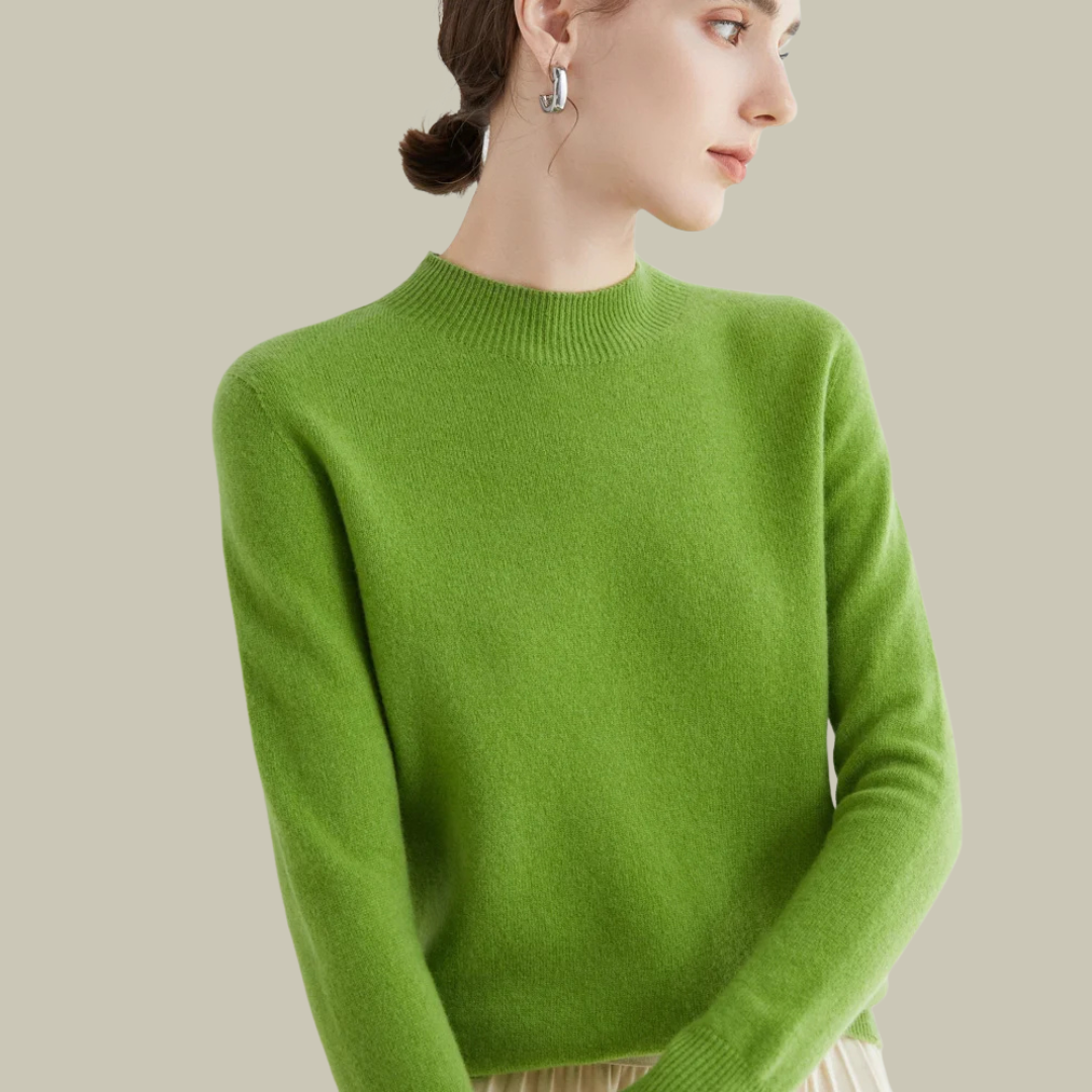 High Neck Slim Fit Merino Wool Sweater Women Elegant Chic Casual 13