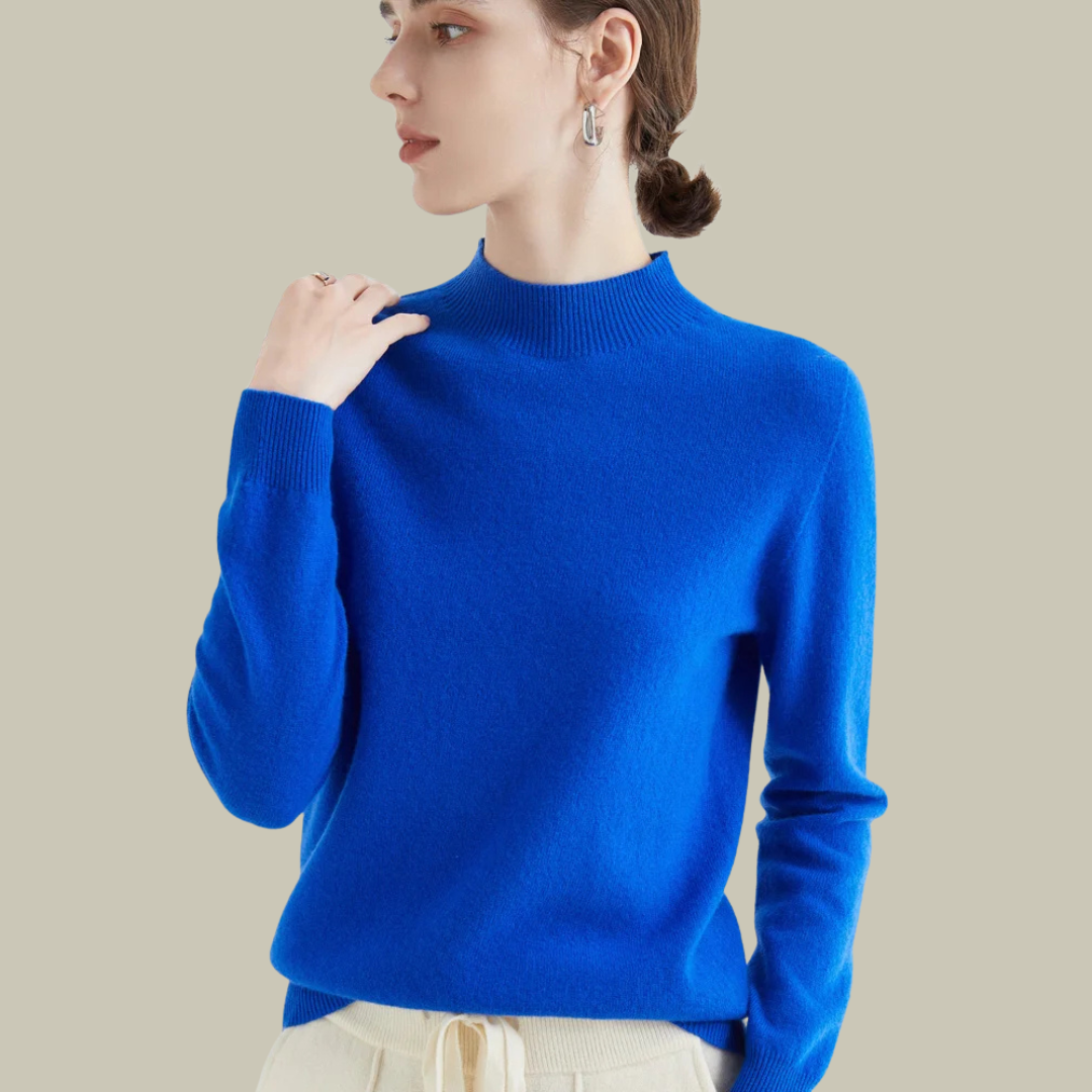 High Neck Slim Fit Merino Wool Sweater Women Elegant Chic Casual 15