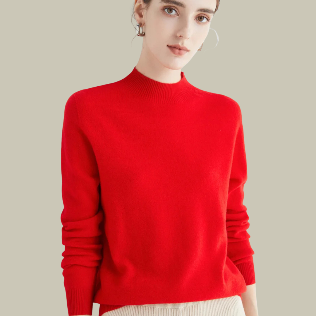 High Neck Slim Fit Merino Wool Sweater Women Elegant Chic Casual 17