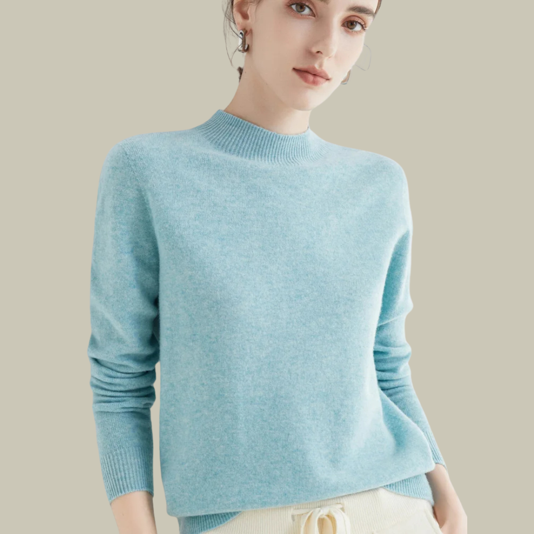 High Neck Slim Fit Merino Wool Sweater Women Elegant Chic Casual 7