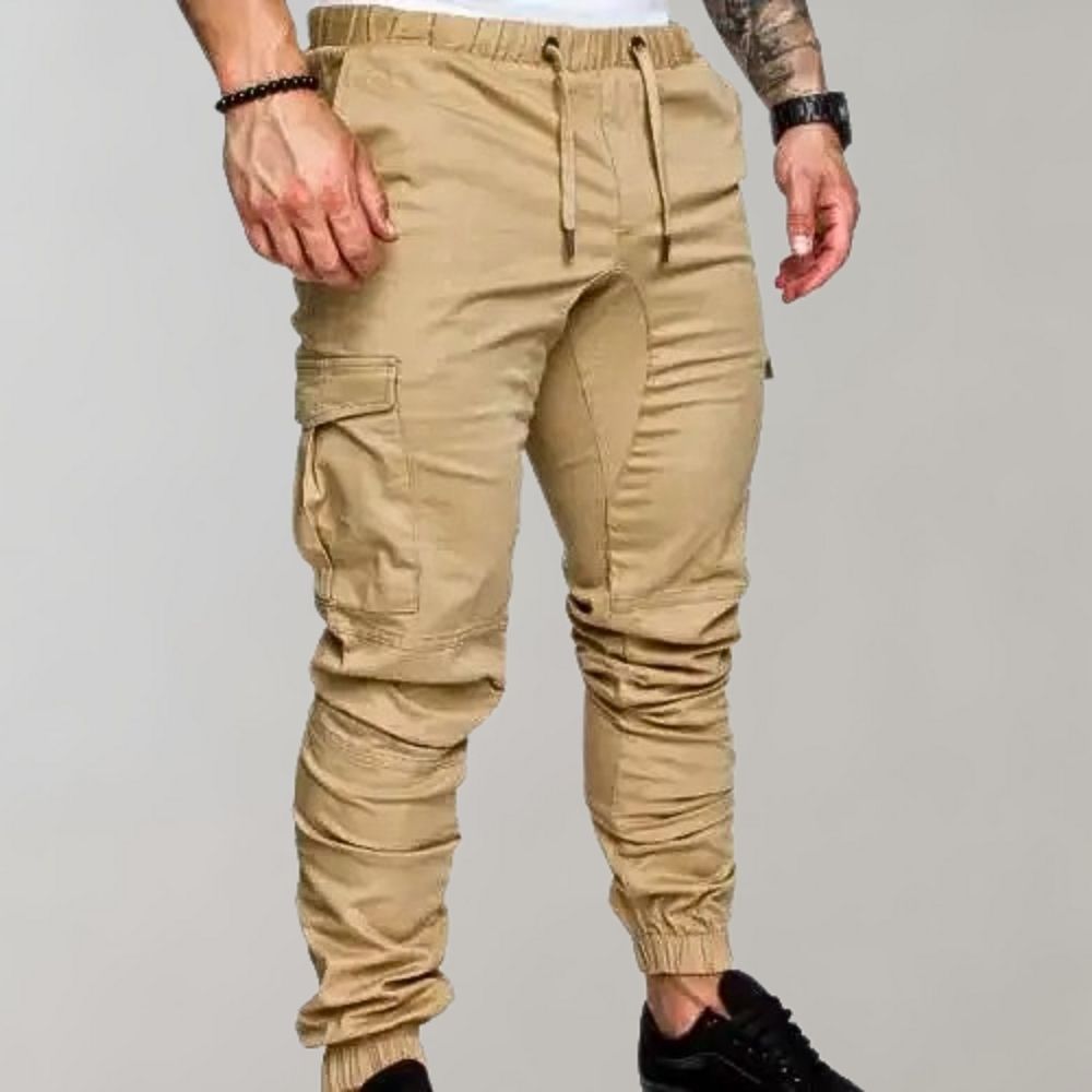 High Waist Black Cargo Pants for Men - Adjustable Fit, Utility Pockets, Soft Durable Fabric 3
