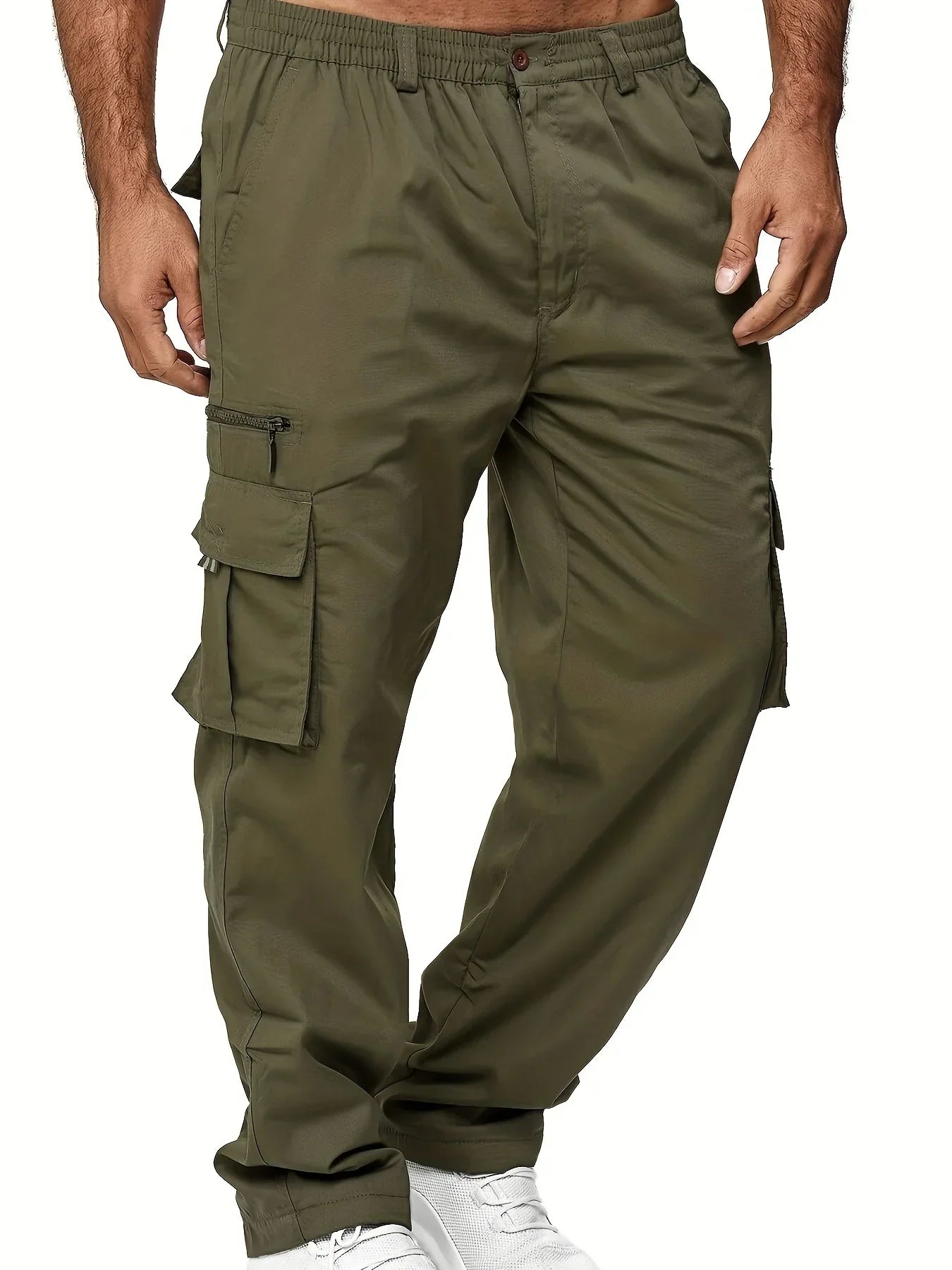 High Waist Black Cargo Pants for Men - Relaxed Fit, Utility Pockets, Soft Fabric 3