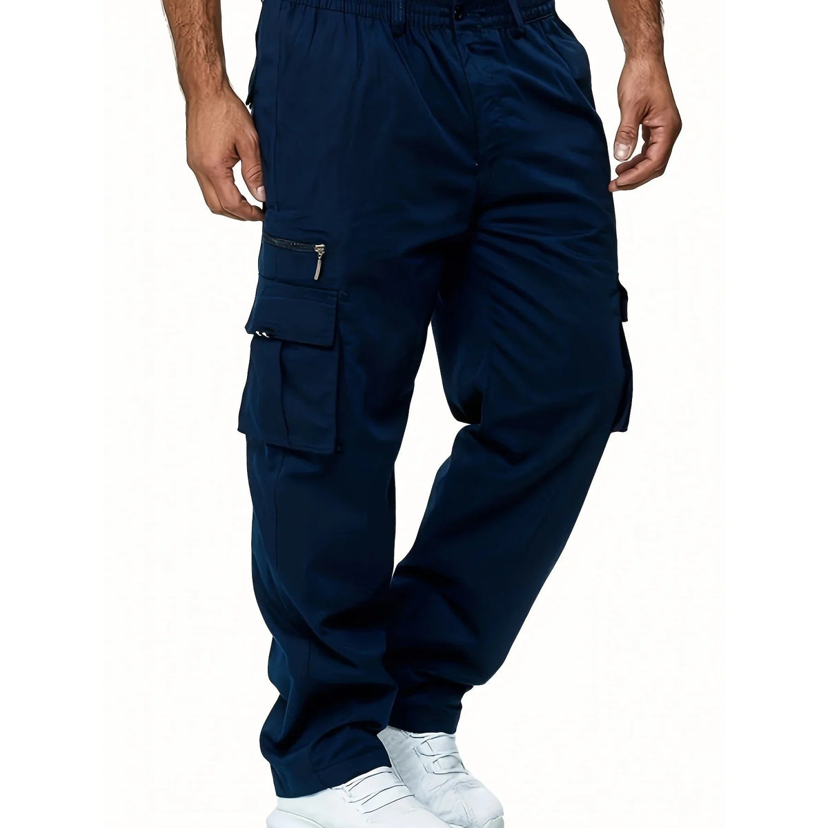 High Waist Black Cargo Pants for Men - Relaxed Fit, Utility Pockets, Soft Fabric 4