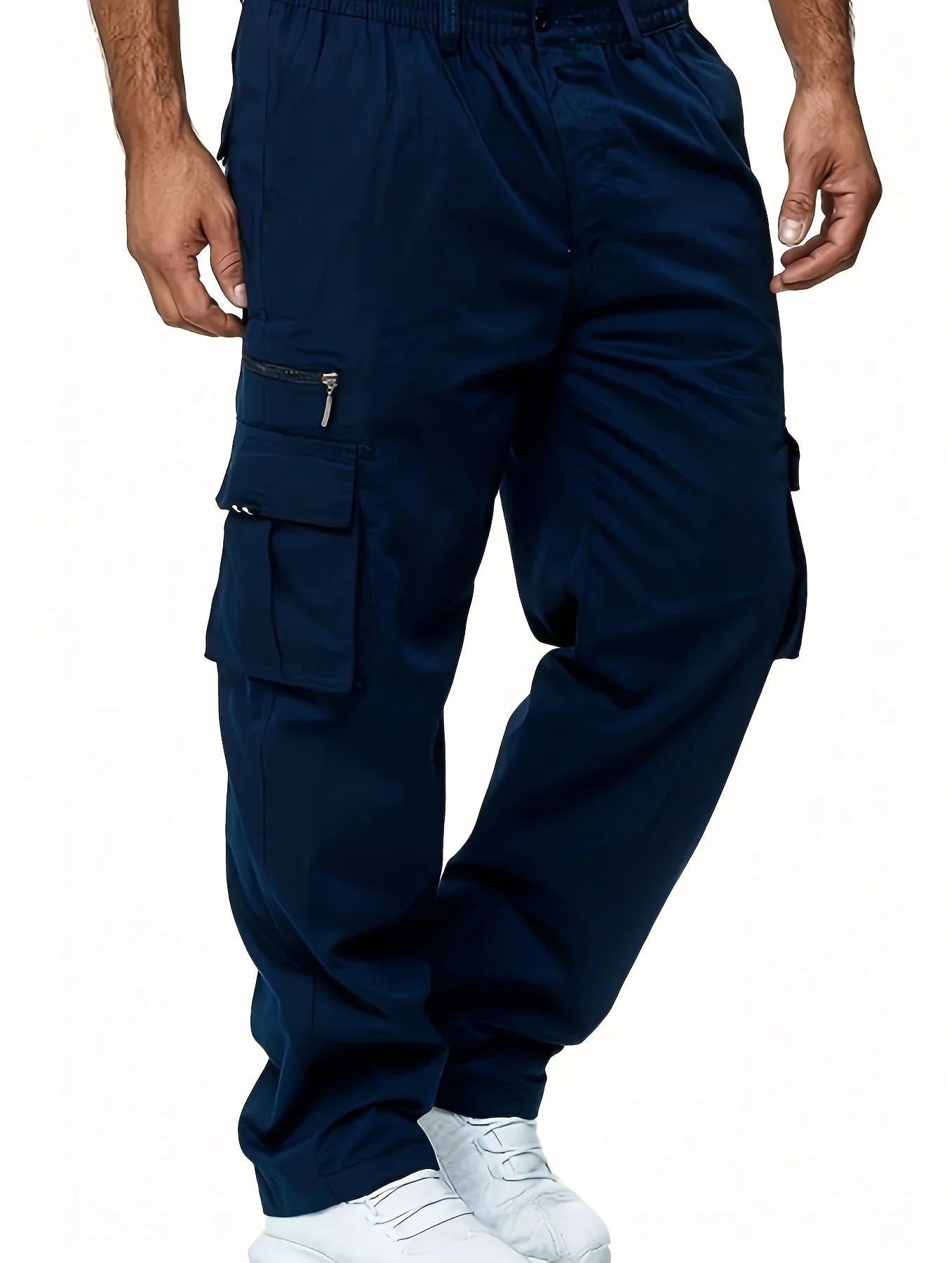 High Waist Black Cargo Pants for Men - Relaxed Fit, Utility Pockets, Soft Fabric 4