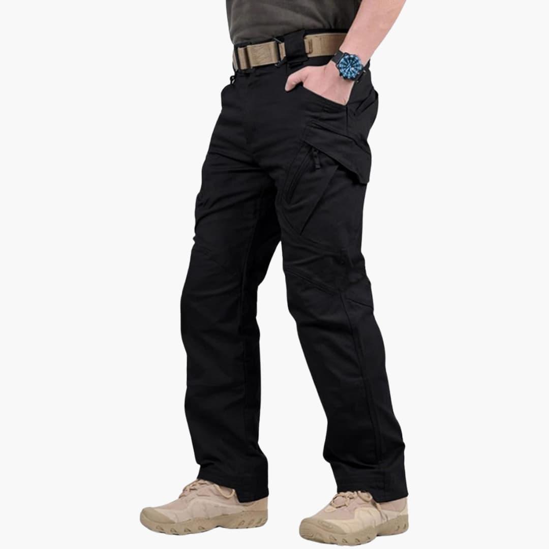 High Waist Black Cargo Pants for Men - Utility Trousers with Pockets 0