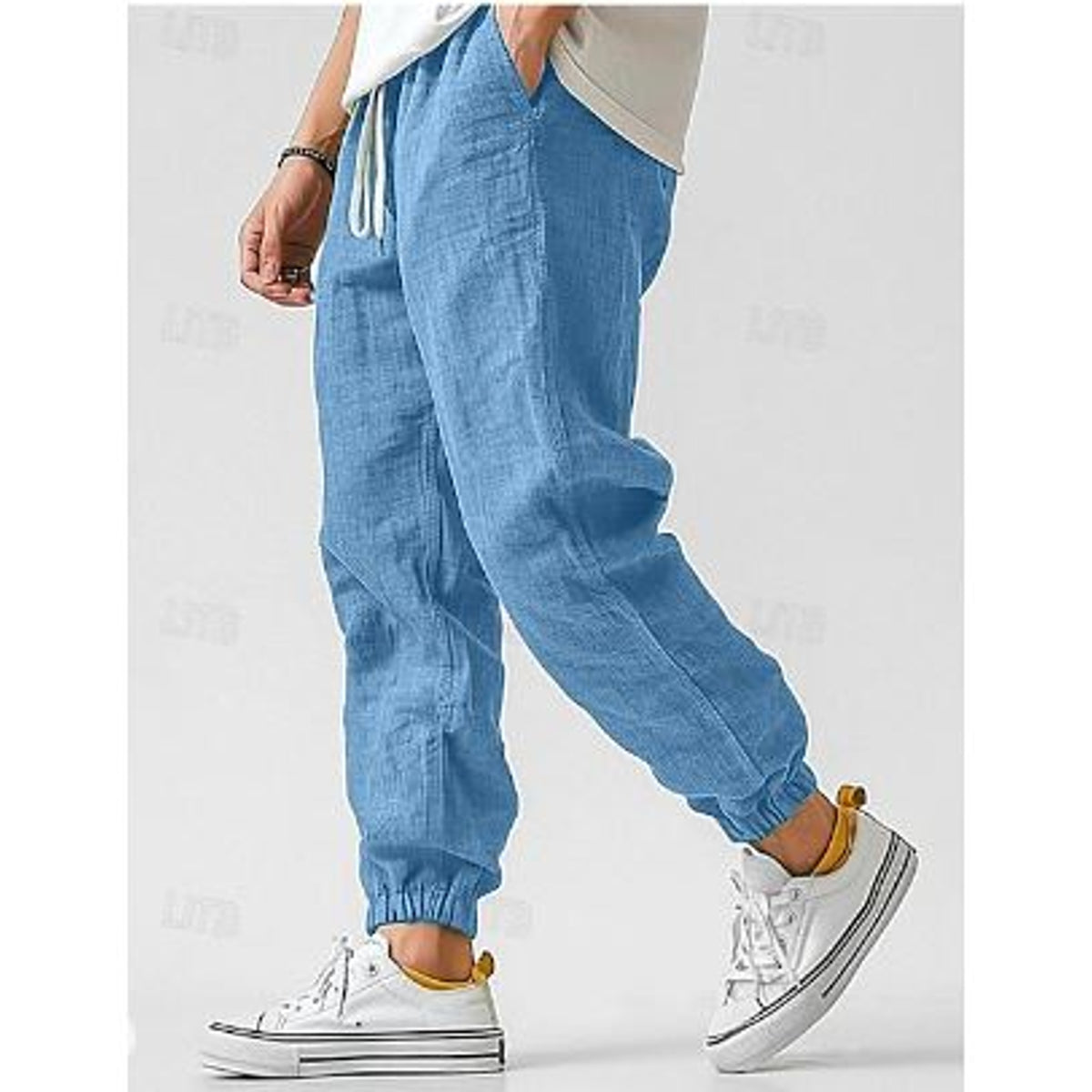 High Waist Black Cargo Pants for Men with Adjustable Drawstring and Utility Pockets 2