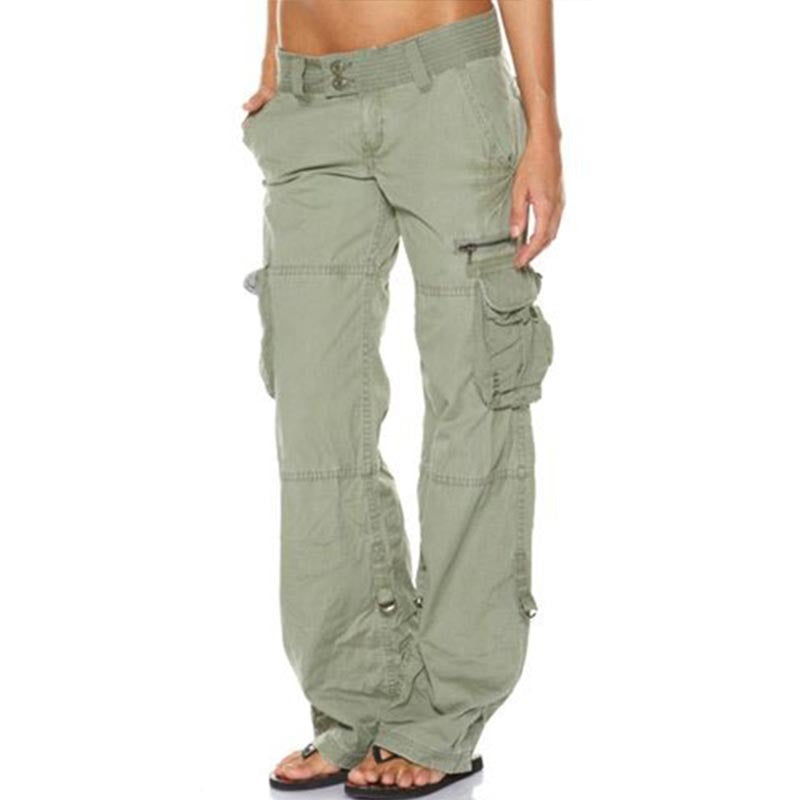 High Waist Black Cargo Pants for Women with Utility Pockets and Drawstring Waist 0