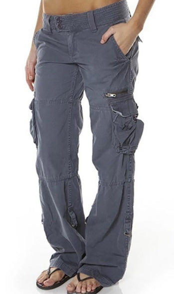 High Waist Black Cargo Pants for Women with Utility Pockets and Drawstring Waist 6