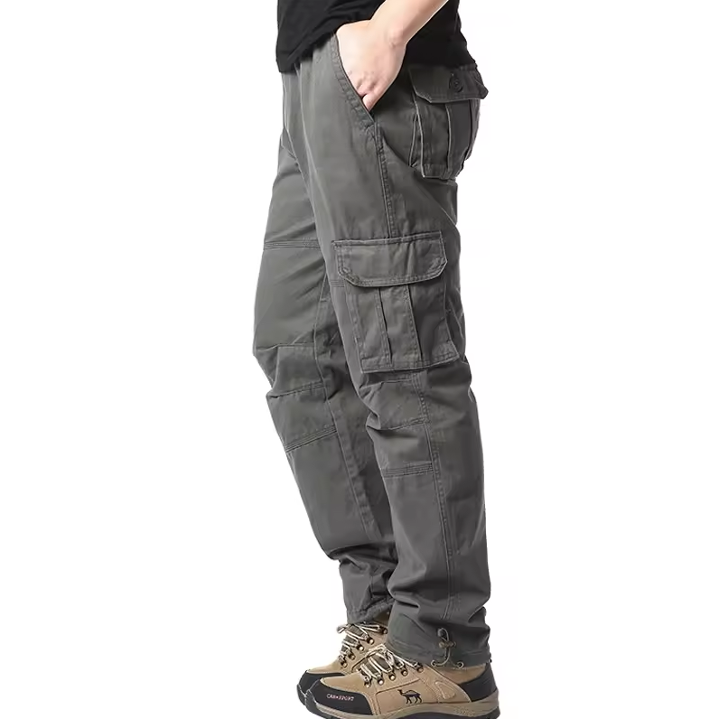 High Waist Mens Cargo Pants - Relaxed Fit with Utility Pockets, Black 0