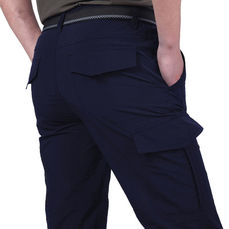 High Waist Mens Cargo Pants - Relaxed Fit with Utility Pockets, Black 5