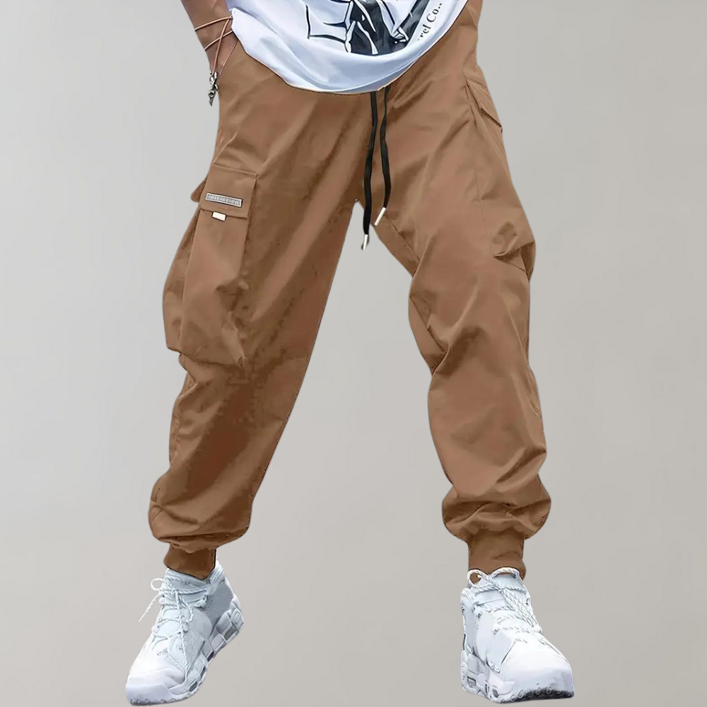 High Waist Mens Cargo Pants with Utility Pockets - Relaxed Fit Urban Trousers 1