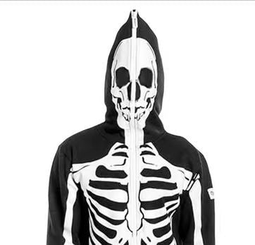 Hooded Jumpsuit Men Skeleton Print Cozy Casual Wear 3