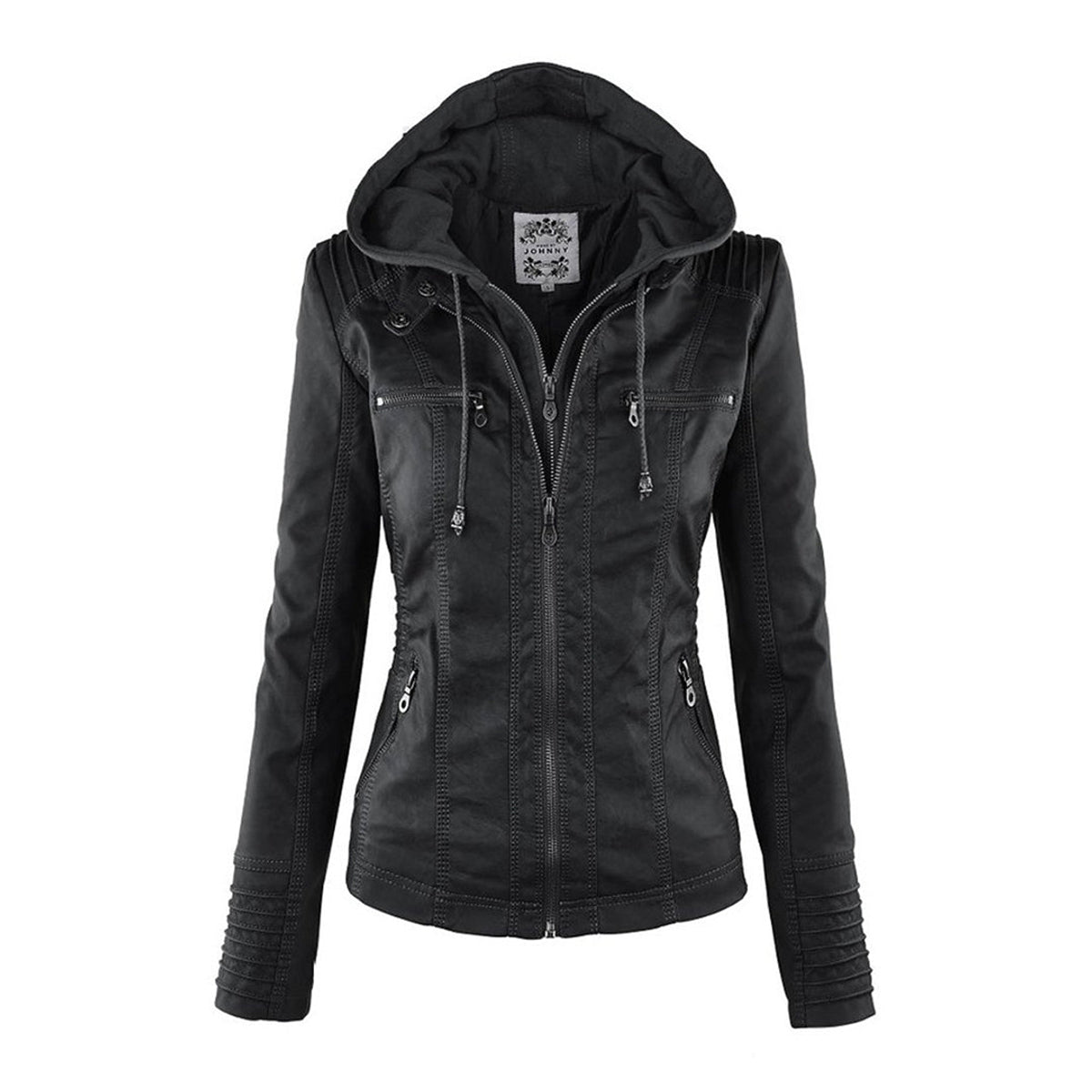 Hooded Leather Jacket Women Stylish PU Leather Autumn Winter Trend 11