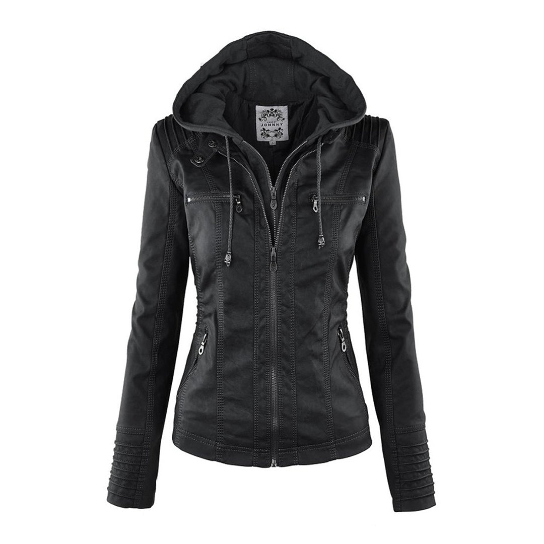 Hooded Leather Jacket Women Stylish PU Leather Autumn Winter Trend 11
