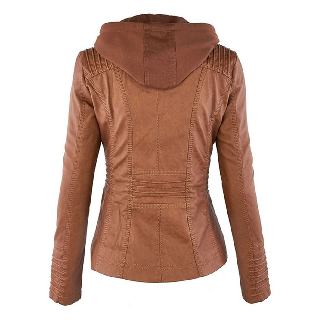Hooded Leather Jacket Women Stylish PU Leather Autumn Winter Trend 2