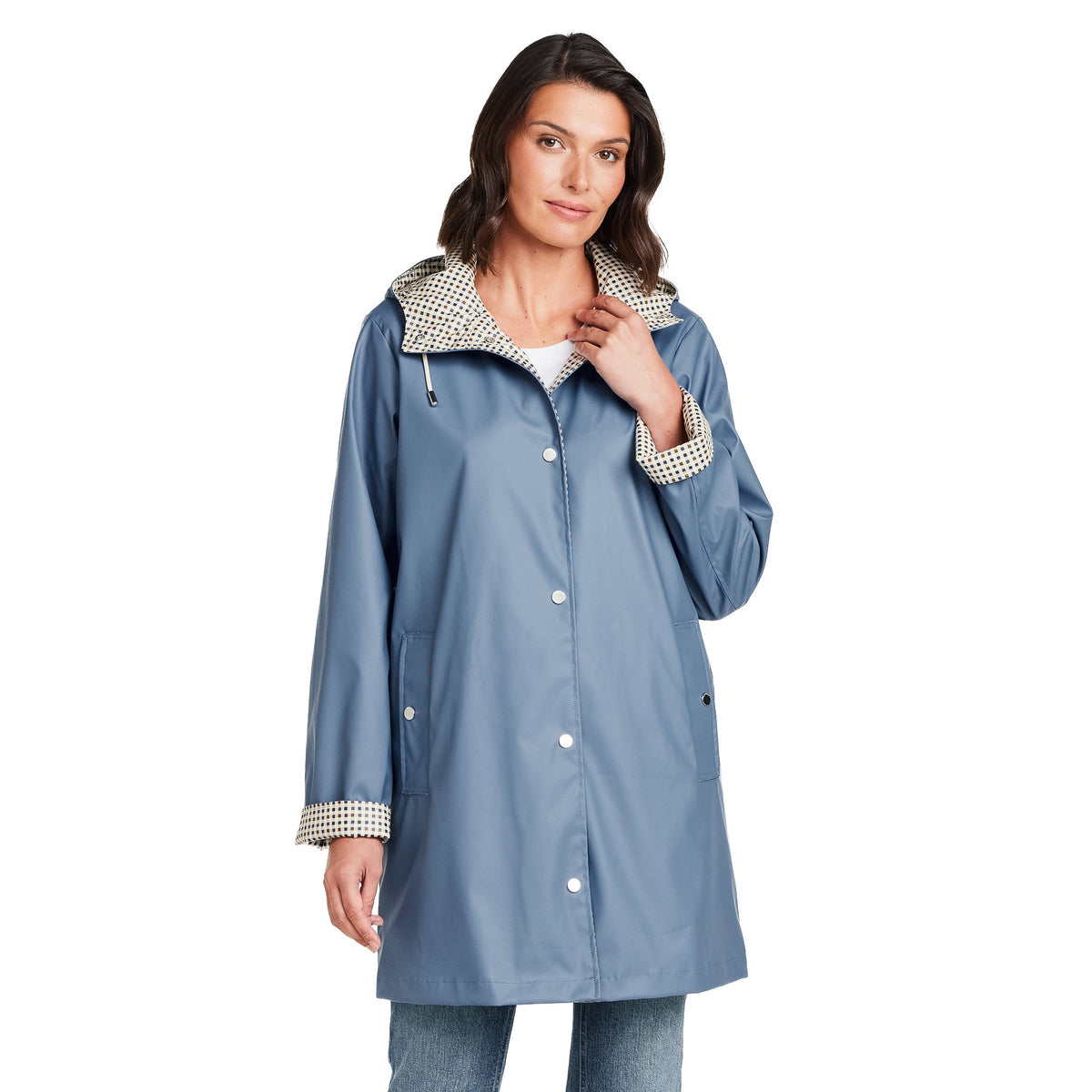 Hooded Rain Slicker Women's Lightweight Water-Resistant Spring Style 1