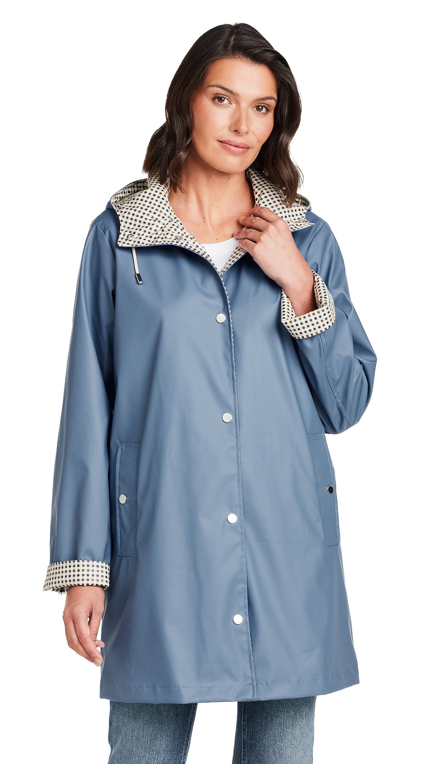Hooded Rain Slicker Women's Lightweight Water-Resistant Spring Style 1