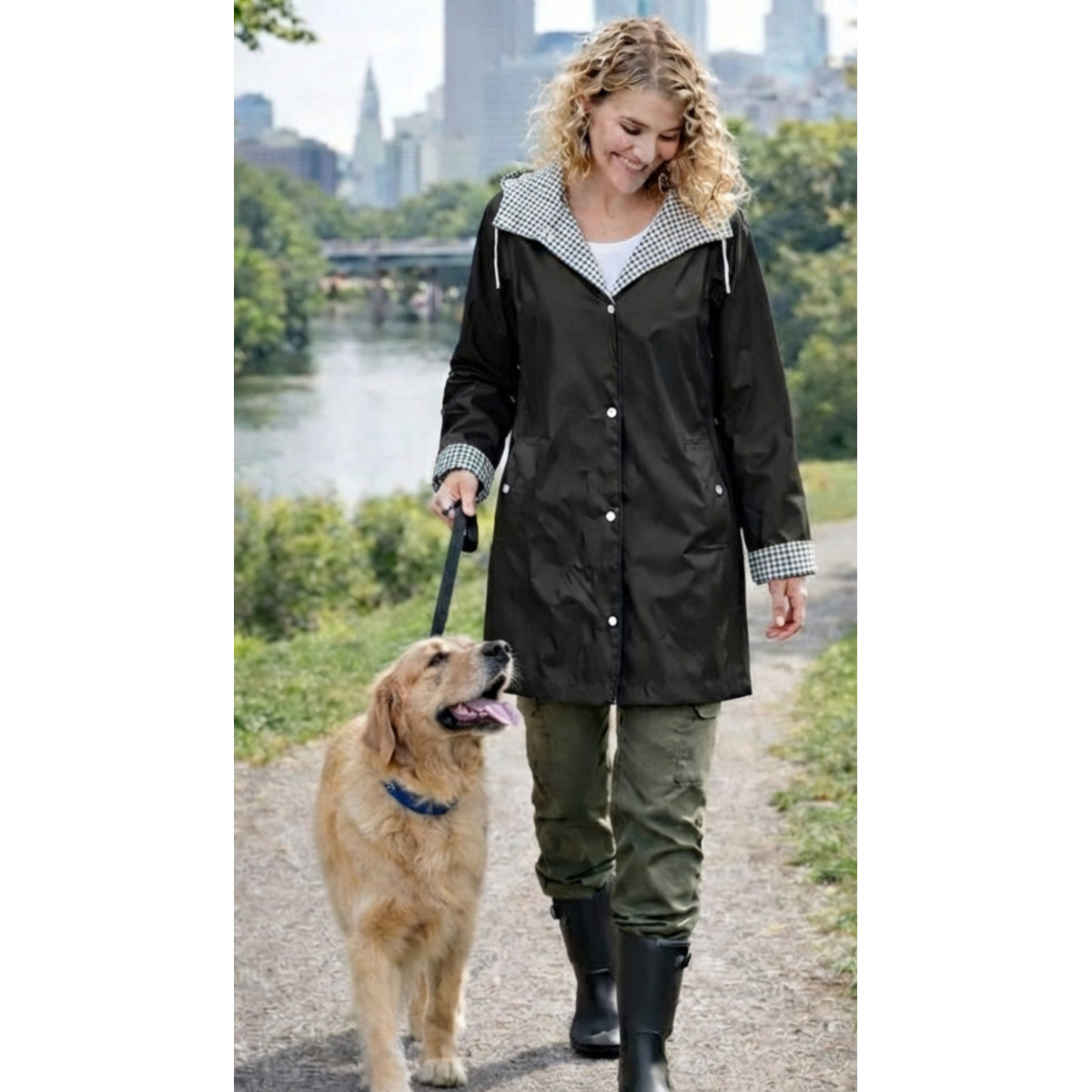 Hooded Rain Slicker Women's Lightweight Water-Resistant Spring Style 9