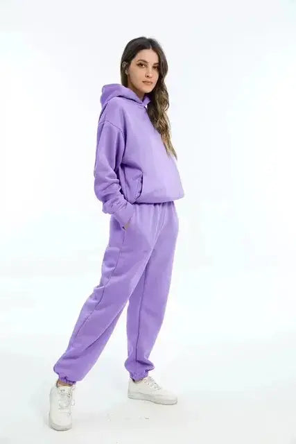 Hoodie and Sweatpants Set Women Casual Sporty Outfit Comfortable Chic 3