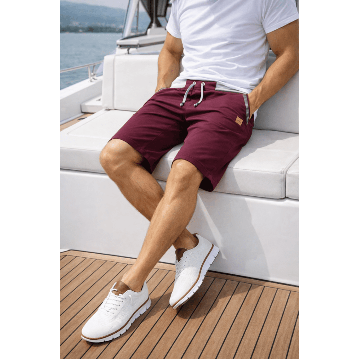 Knee-Length Men's Shorts Comfortable Summer Fit Casual Cotton Blend 4