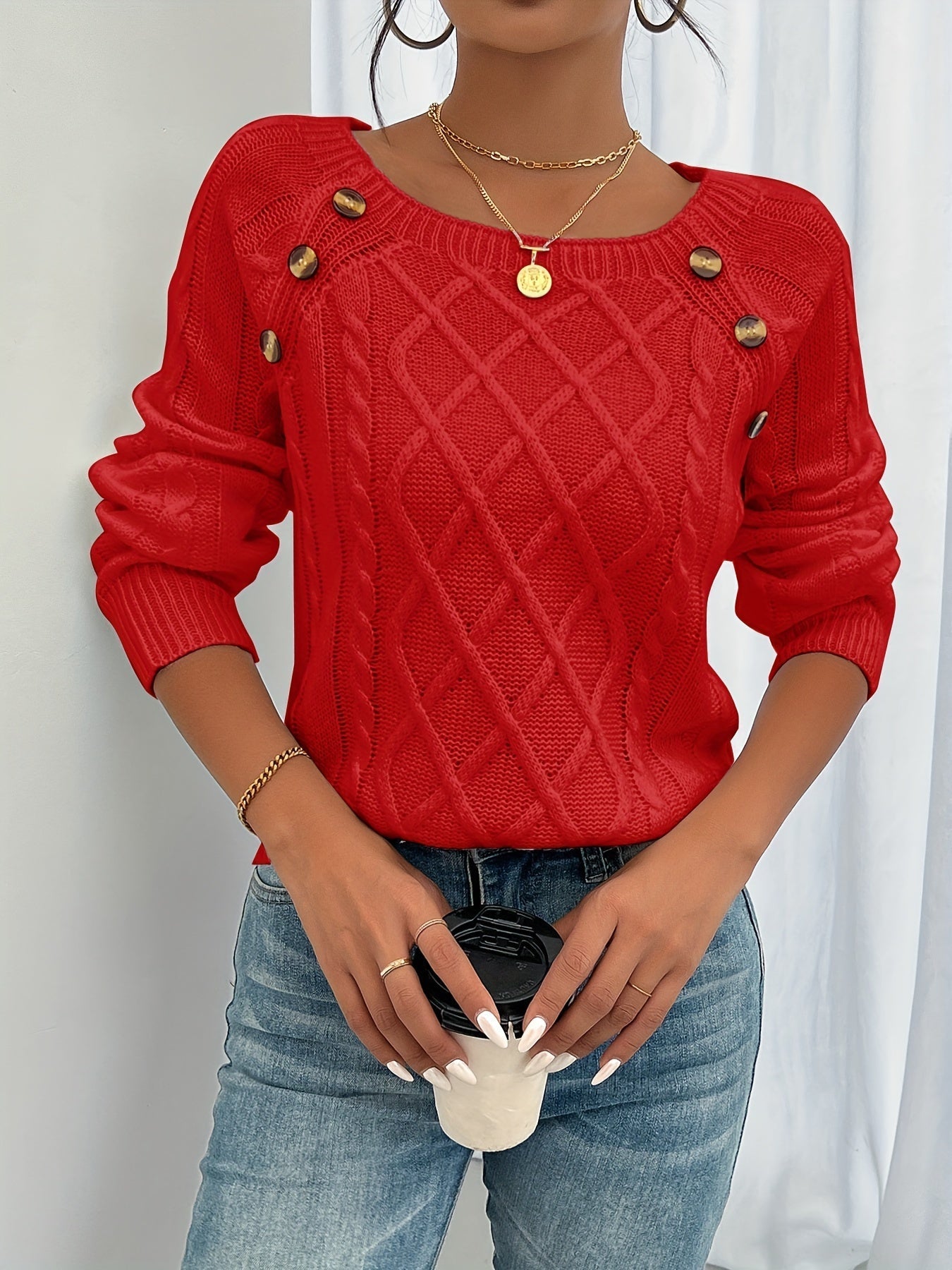 Knitted Sweater Women Elegant Warm Merino Wool Classic Design 2