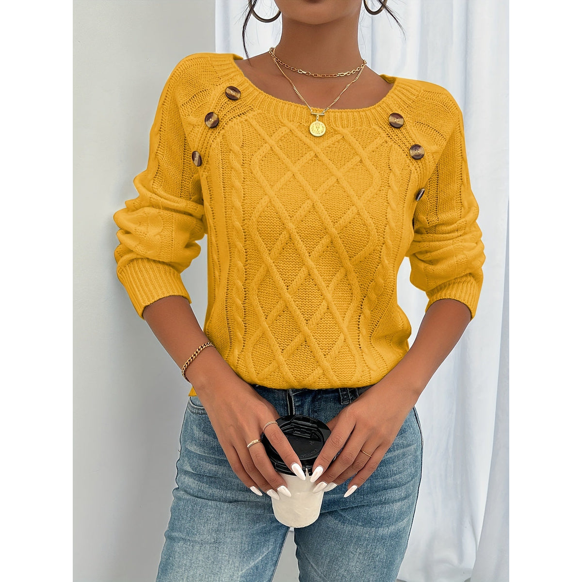 Knitted Sweater Women Elegant Warm Merino Wool Classic Design 4