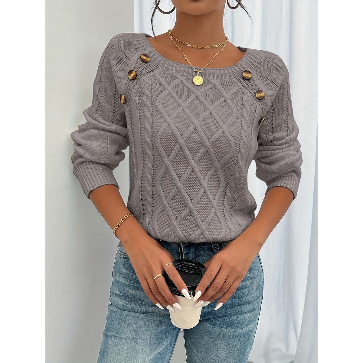 Knitted Sweater Women Elegant Warm Merino Wool Classic Design 5