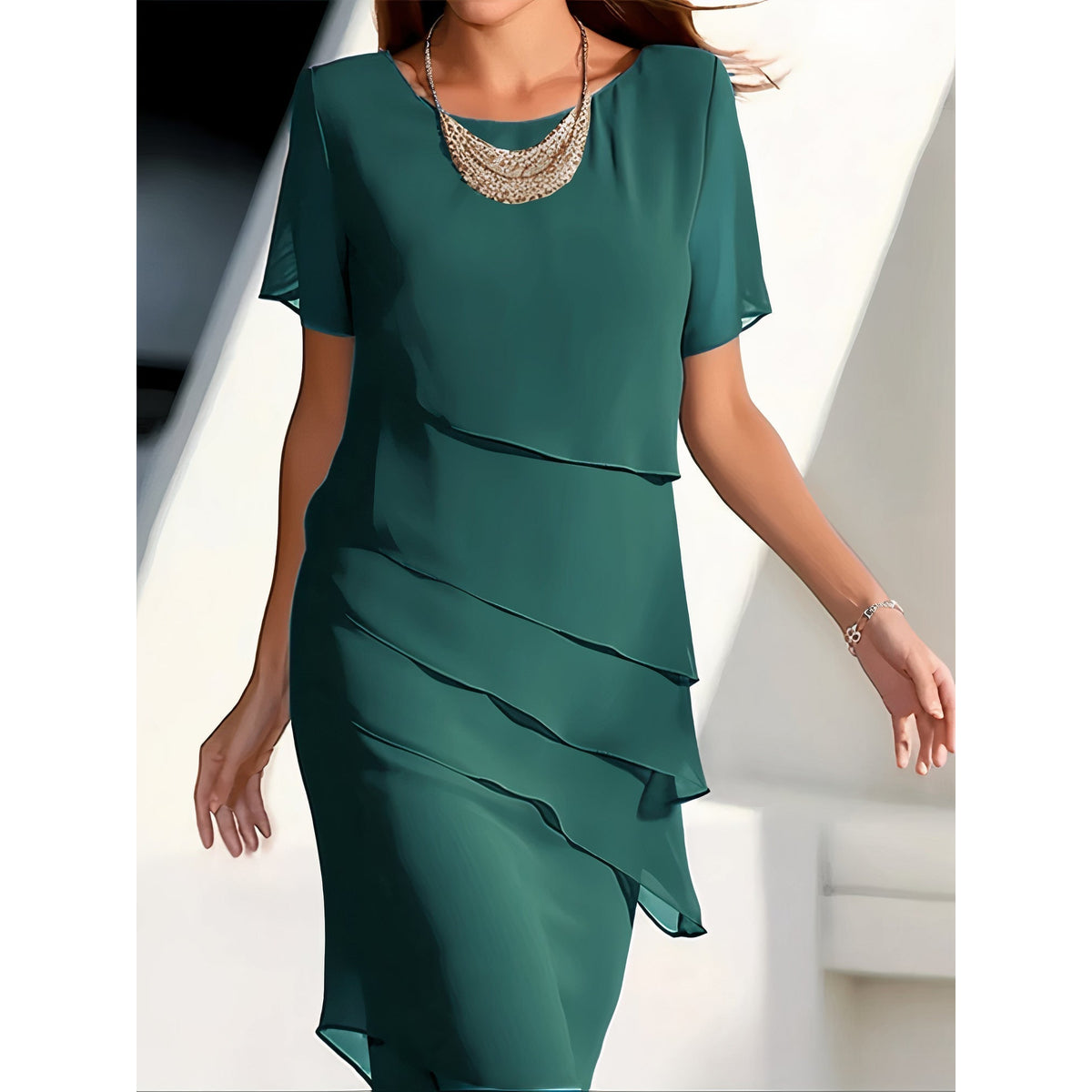 Layered Chiffon Dress Women Elegant Casual Formal Summer Wedding Guest 4