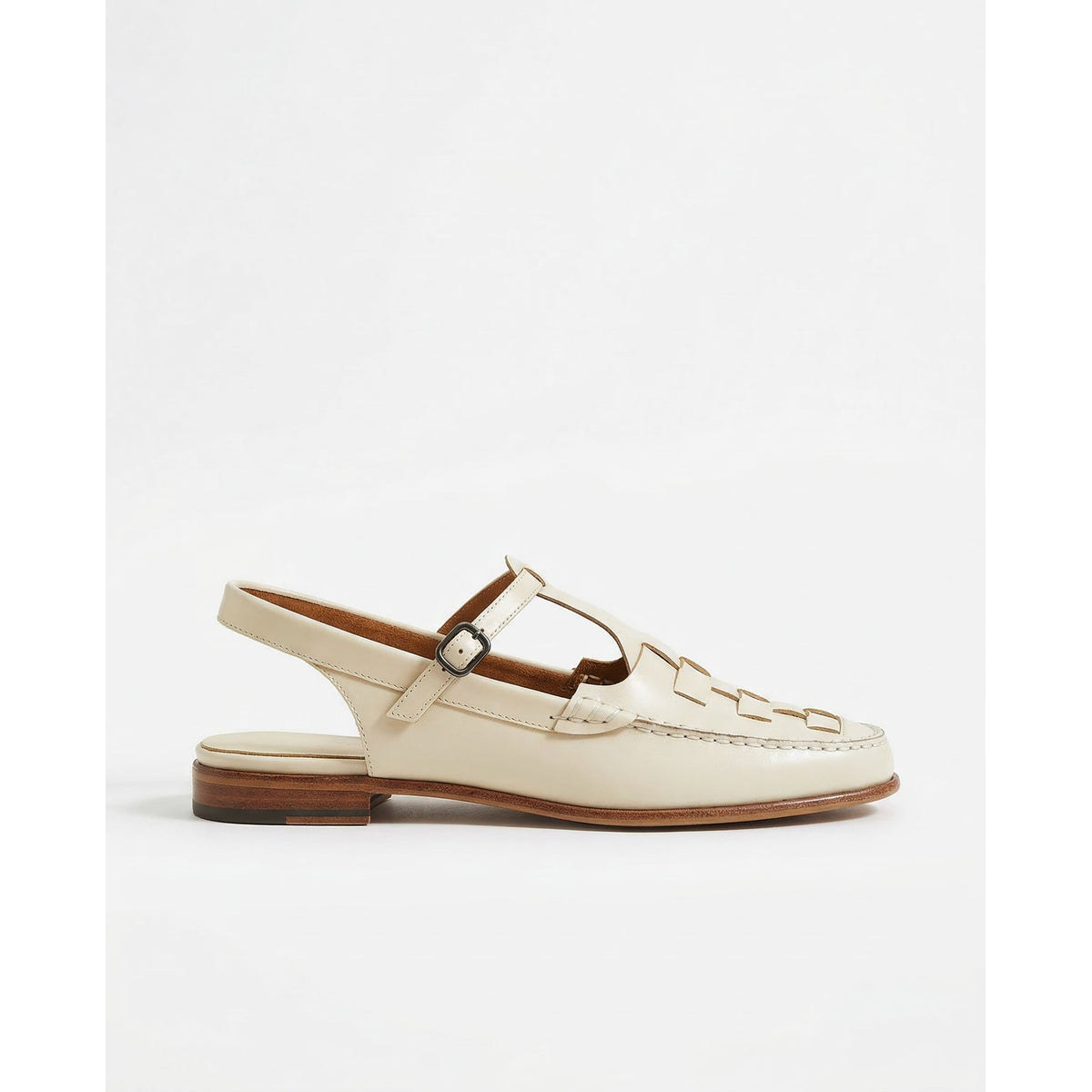 Leather Sandals Classic Slingback Woven Design Comfortable Fit 1