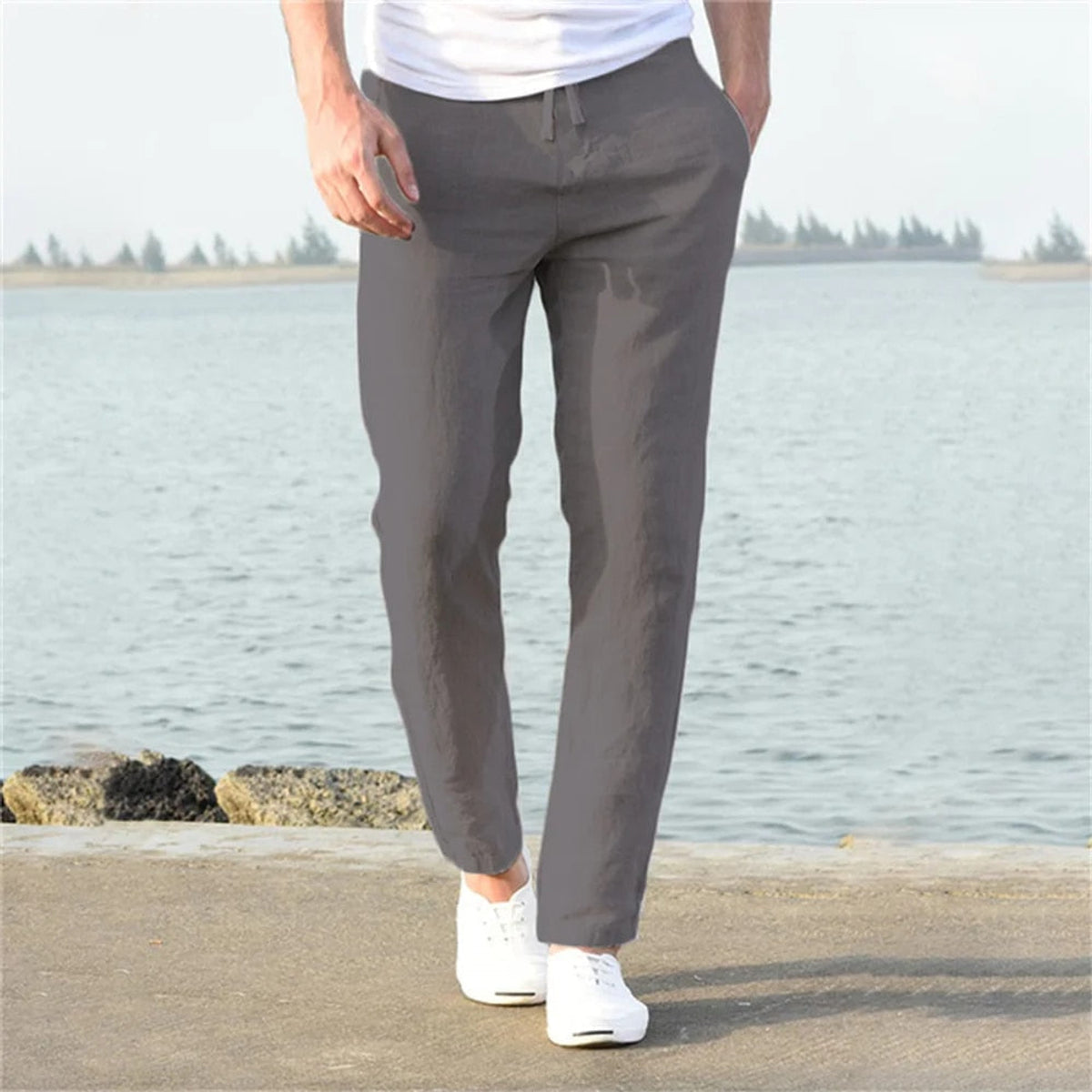 Lightweight Linen Pants Men Casual Comfortable Summer Style 4