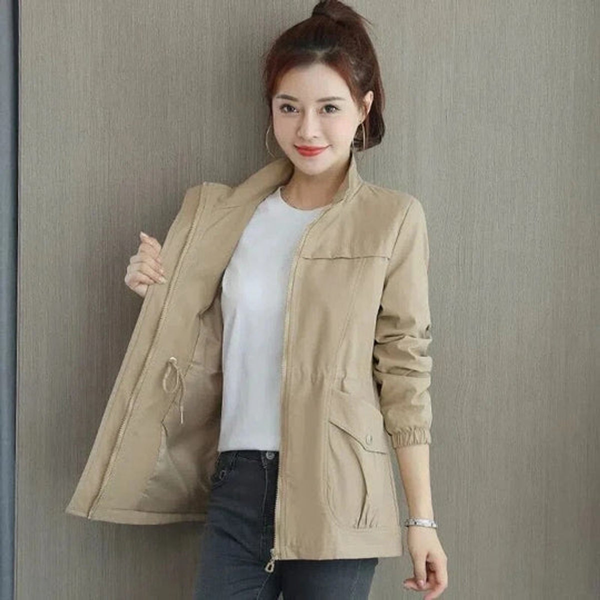 Lightweight Waterproof Trench Coat Women Elegant Versatile Outerwear 1
