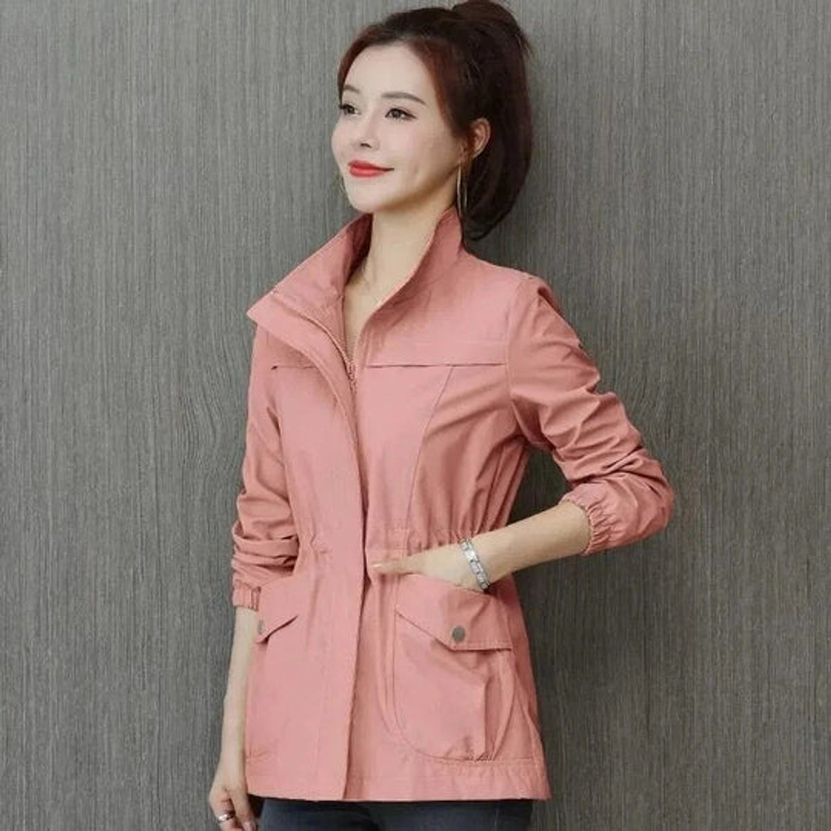 Lightweight Waterproof Trench Coat Women Elegant Versatile Outerwear 2