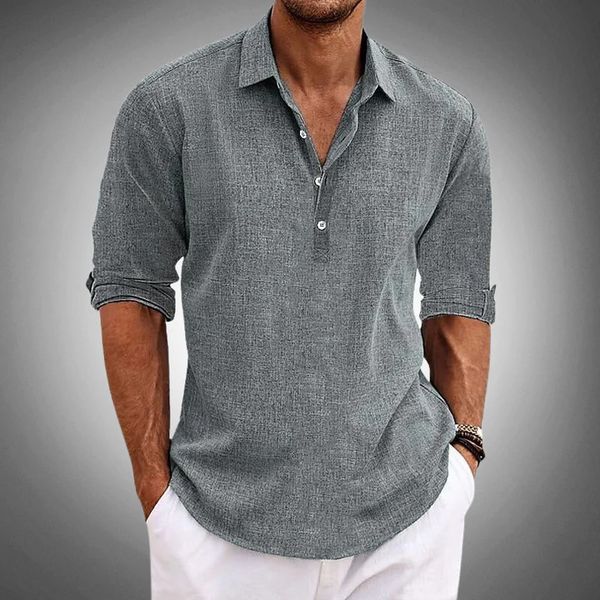 Linen Polo Shirt Men Breathable Stylish Casual Fit Summer Essential 1