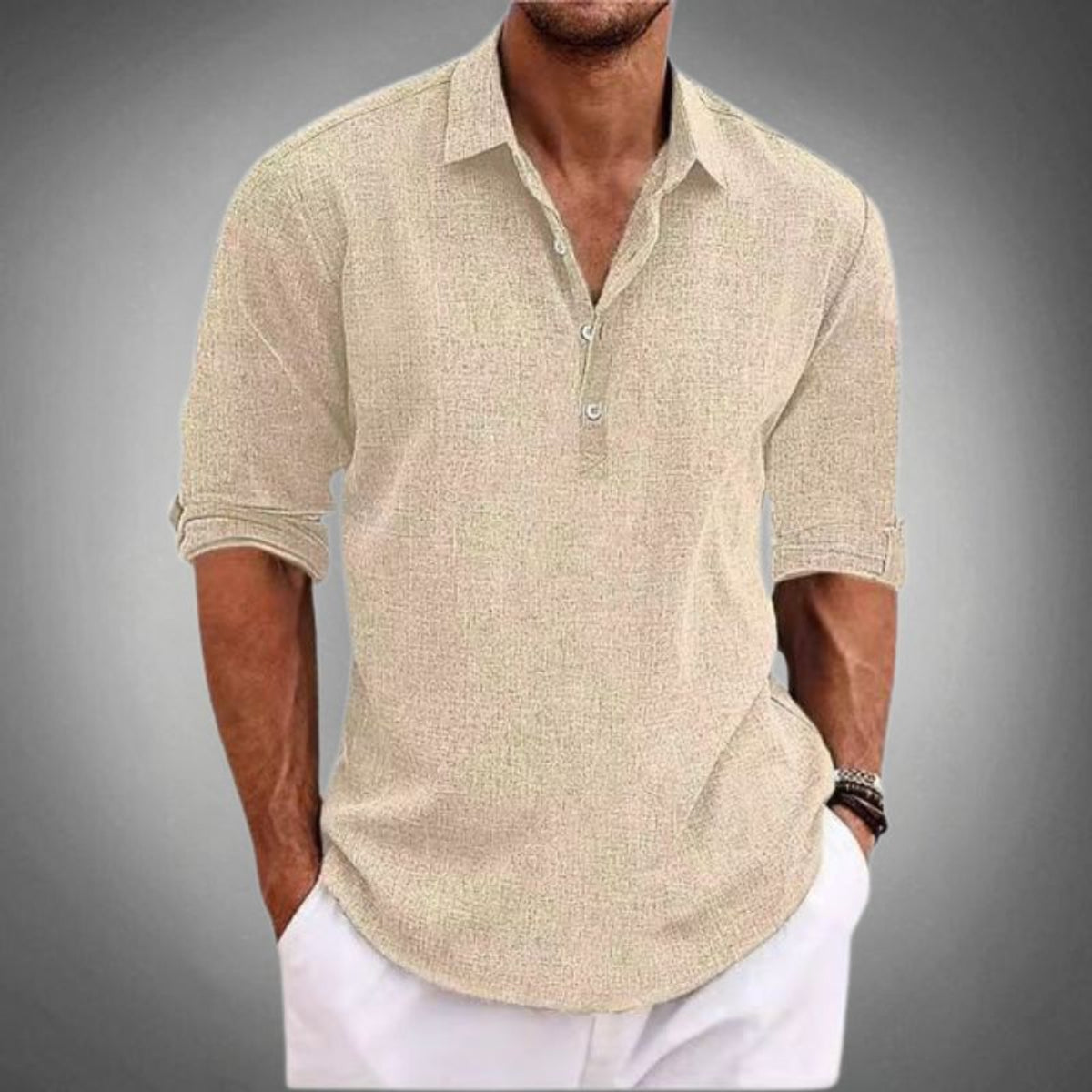 Linen Polo Shirt Men Breathable Stylish Casual Fit Summer Essential 4