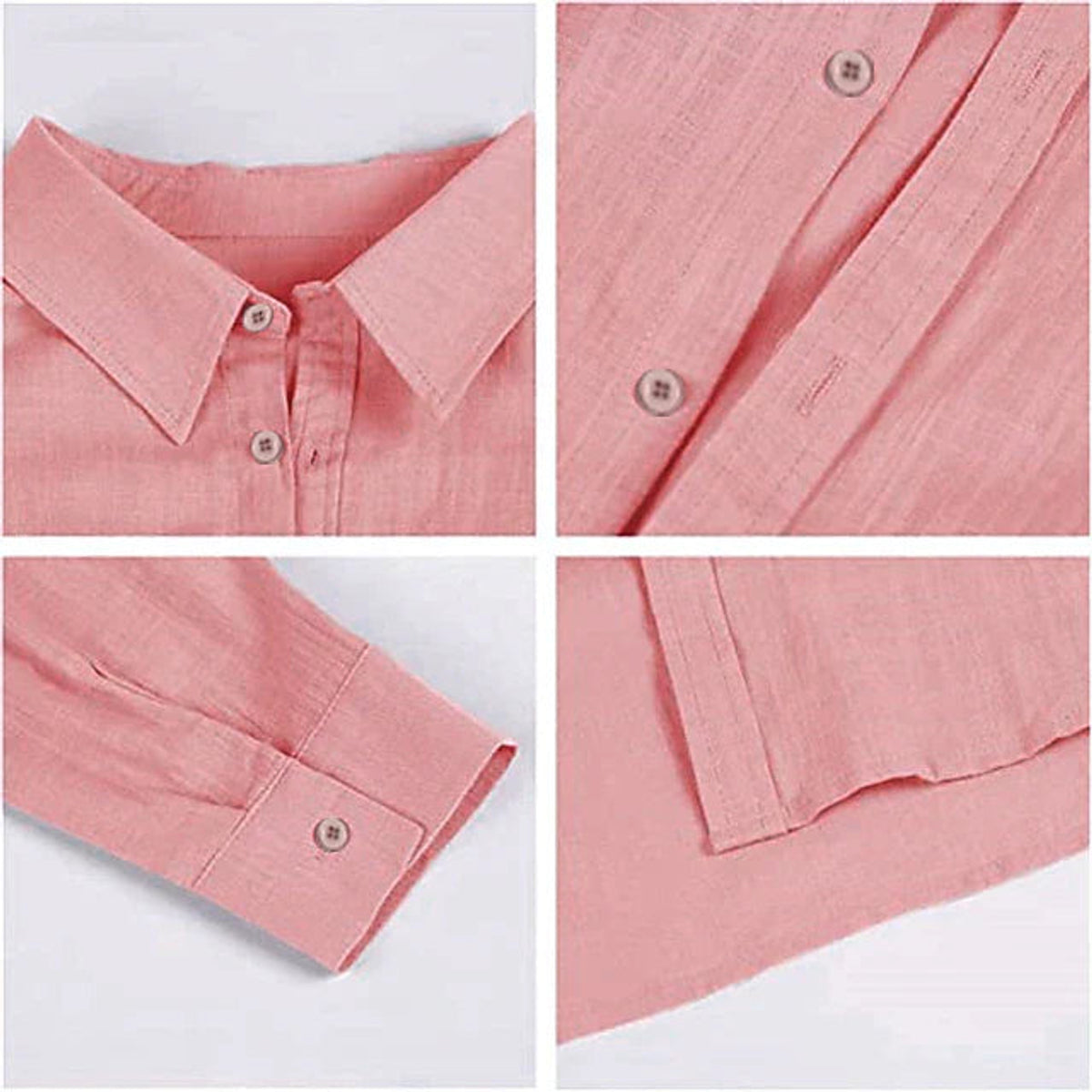 Linen Shirt Men Cotton-Linen Blend Casual Summer Style Breathable Fit 4