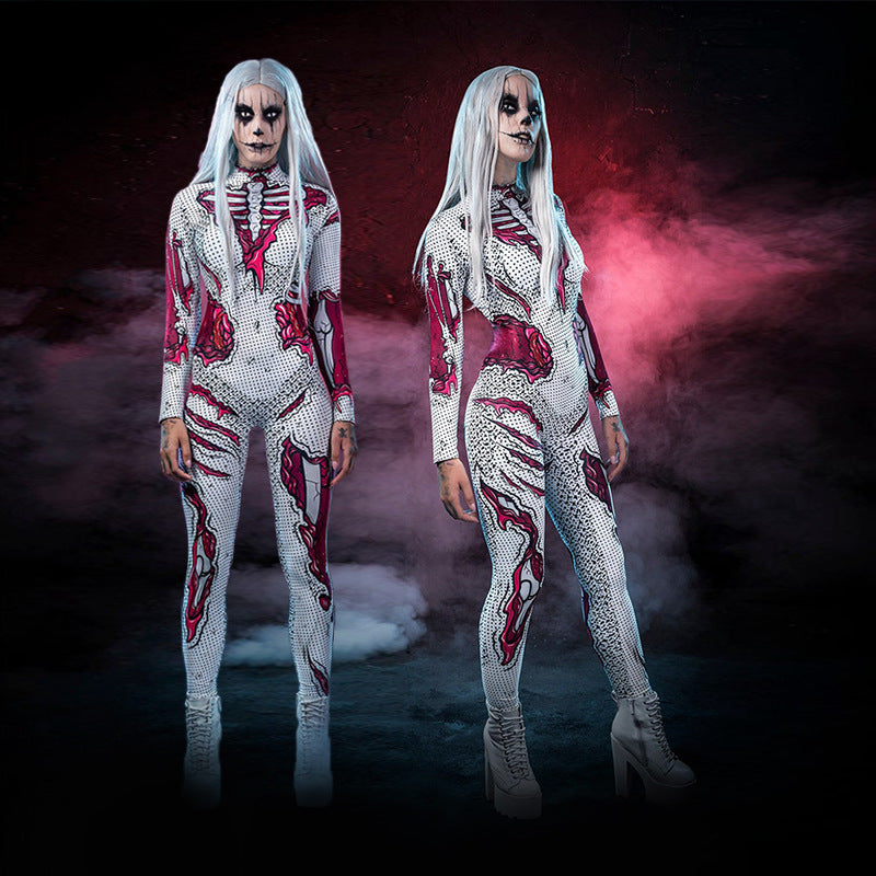 Long-Sleeved Skeleton Costume Halloween Classic Stylish Design 1