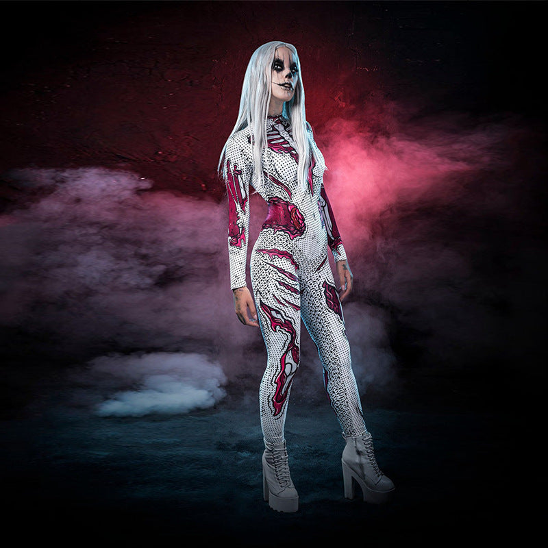 Long-Sleeved Skeleton Costume Halloween Classic Stylish Design 2