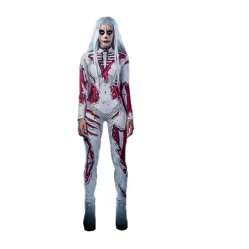 Long-Sleeved Skeleton Costume Halloween Classic Stylish Design 4