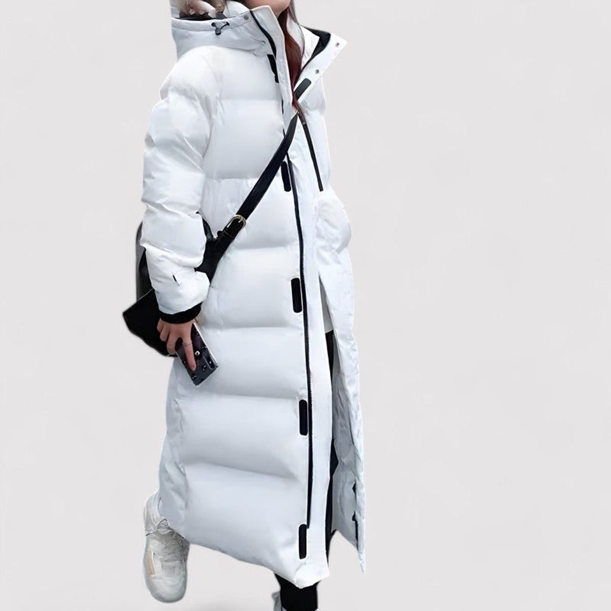 Long Black Waterproof Puffer Jacket Women Hooded Winter Coat 3