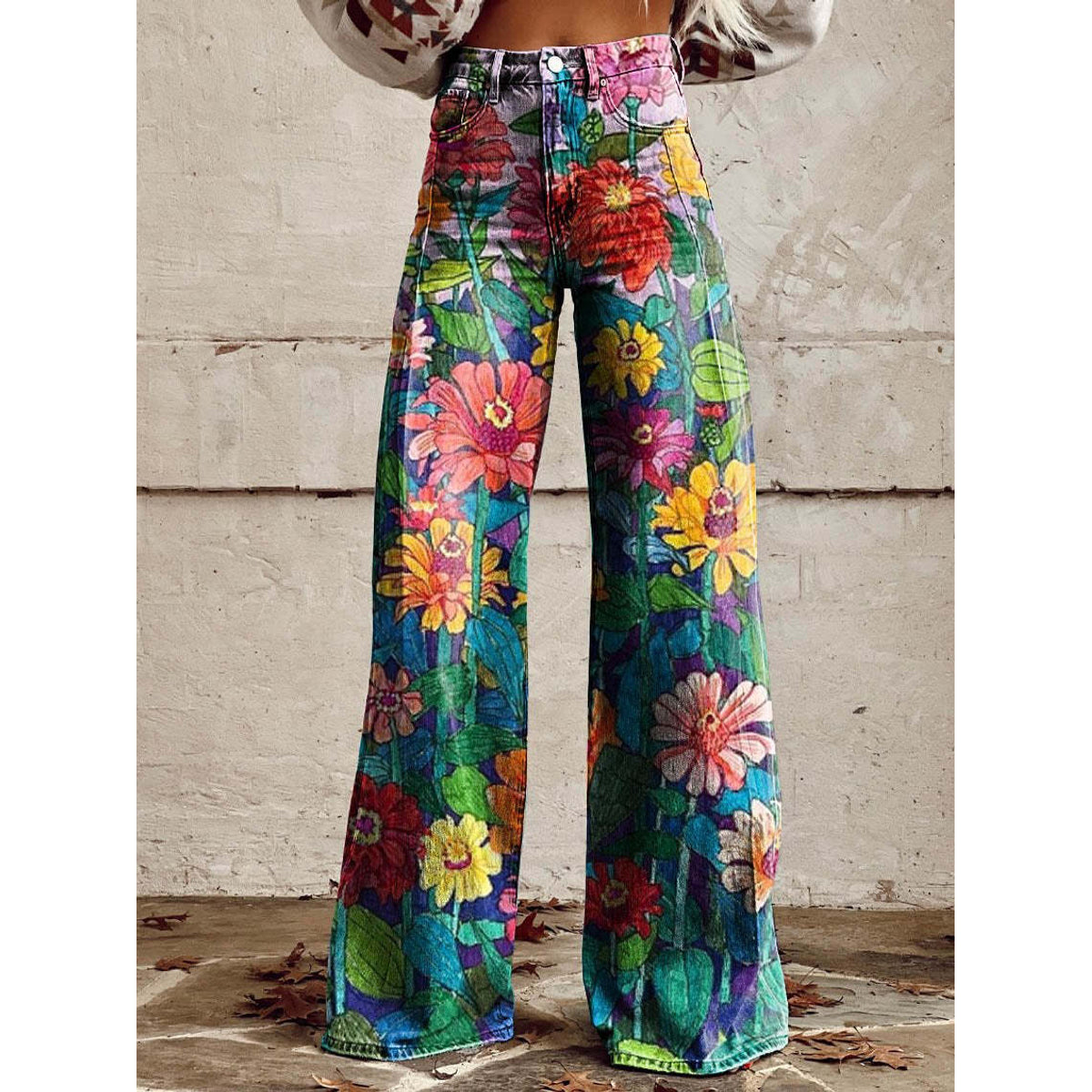 Long Denim Pants Women Casual Chic Wide Leg Summer Style 1