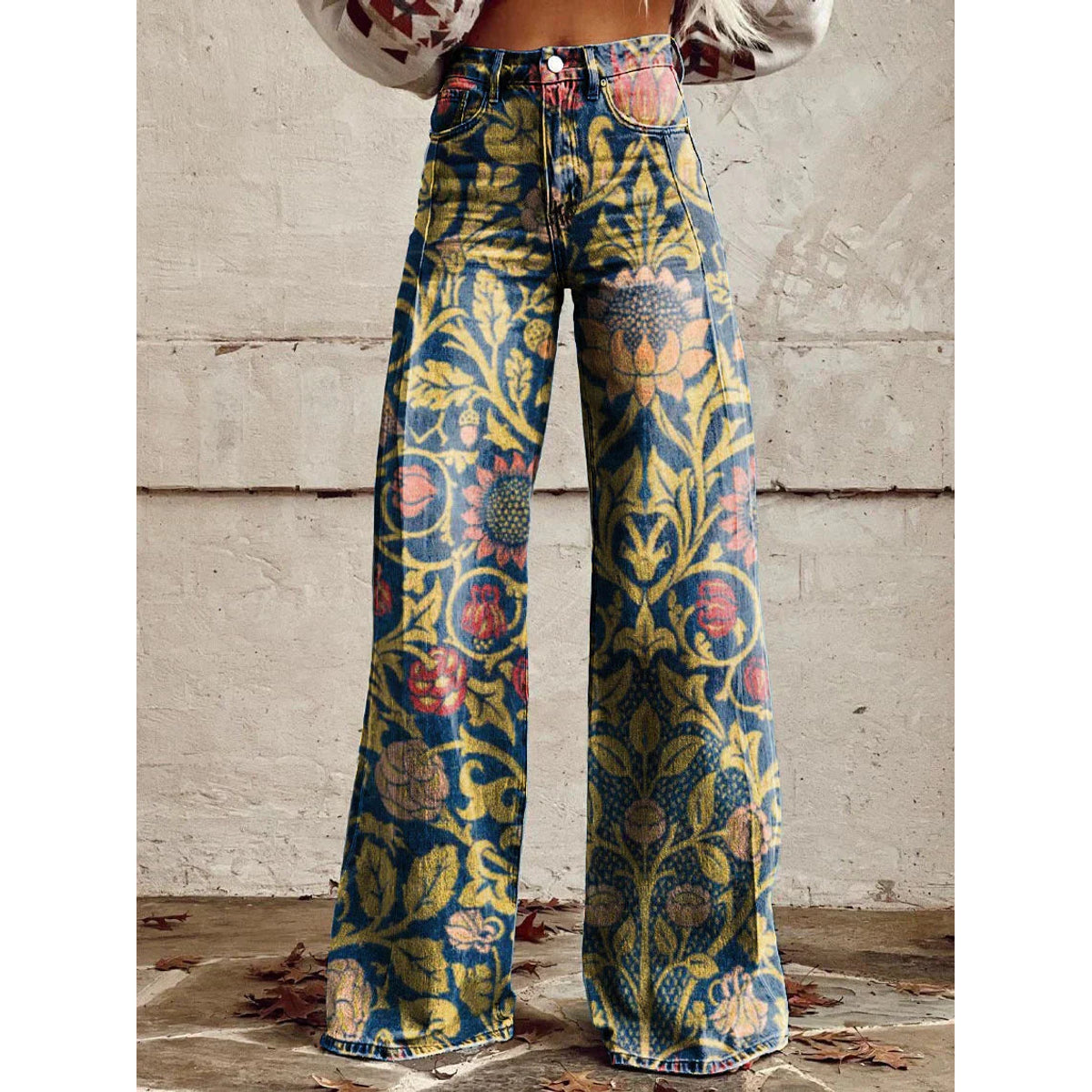 Long Denim Pants Women Casual Chic Wide Leg Summer Style 4